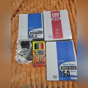 Top Flight Filler Paper and Prang Colored Pencils & Ink Pens Set